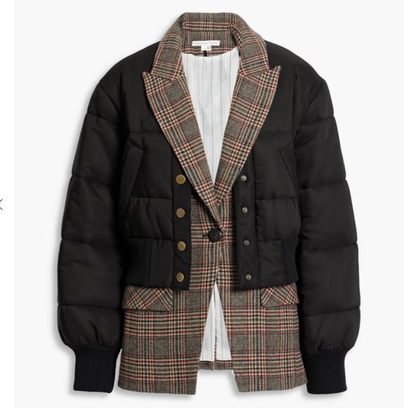 NWT VERONICA BEARD Larkin layered checked tweed & shell down jacket - Picture 1 of 10